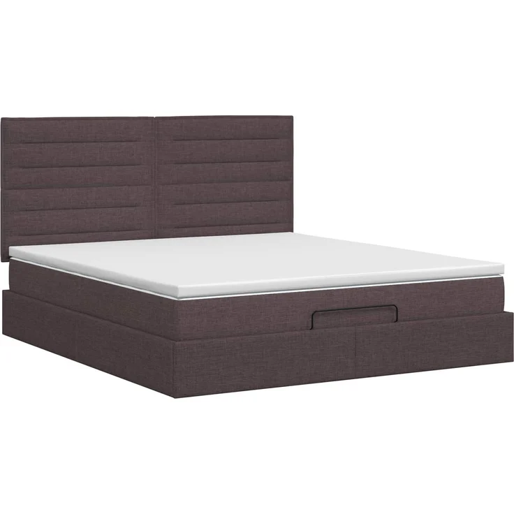 vidaXL Ottoman Bett mit Matratze Dunkelbraun 140 x 200 cm Stoff 3457414 – Bild 5