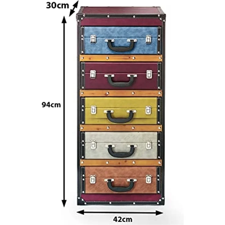 Kobolo Regal Kommode in Kofferoptik -Bunt- 5 Fächer – Bild 2