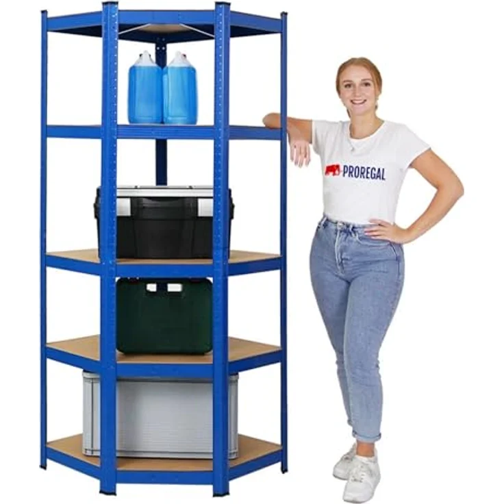 PROREGAL Eckregal Ragnar 1x: 180 x 70 x 40 cm Blau Fachlast 175kg, Kellerregal, Steckregal, Garagenregal, Lagerregal – Bild 4