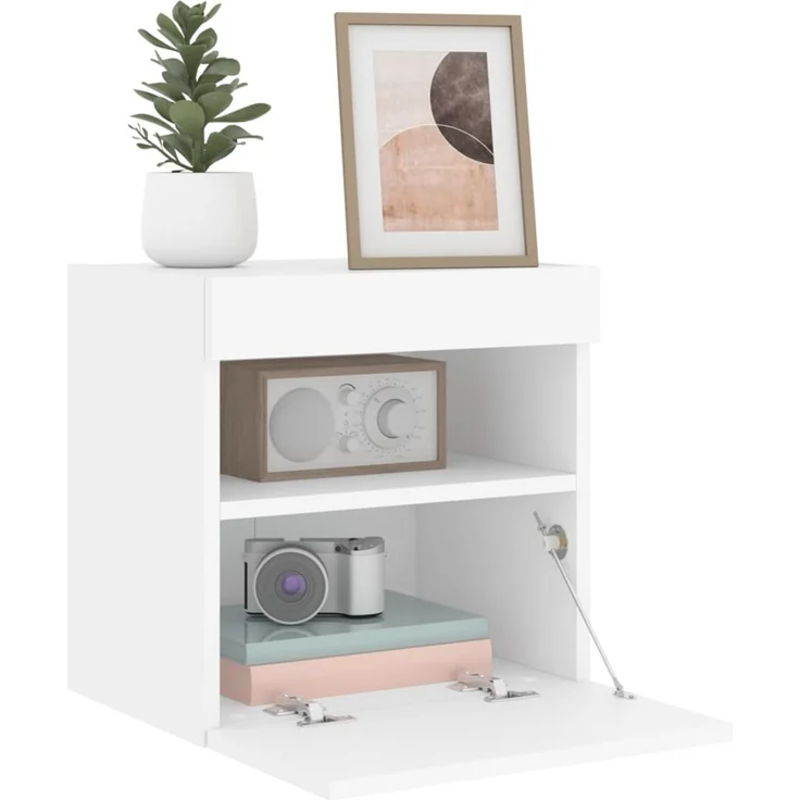 TV-Wandschrank, Fernsehschrank mit LED-Leuchten Weiß 40x30x40 cm – Bild 7