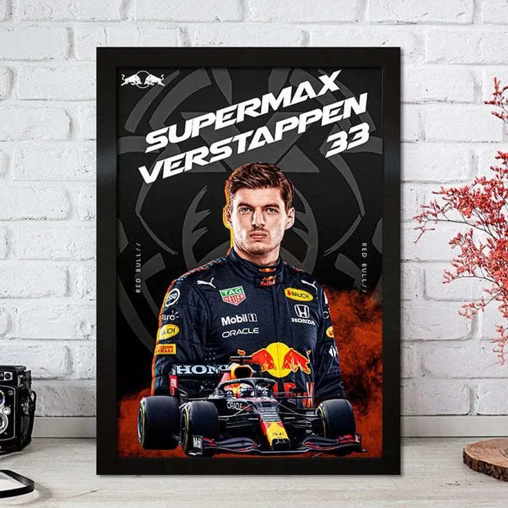 Poster Formel 1 Max Verstappen Rennfahrer Helm Rennwagen Red Bull · Deko Print ohne Rahmen - D / 40x50 cm