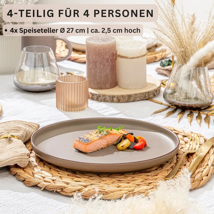 SÄNGER Steingut Speiseteller Bombay Oak 4 teilig