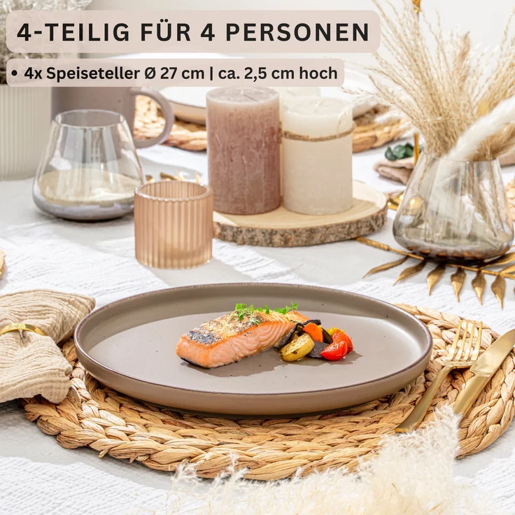 SÄNGER Steingut Speiseteller Bombay Oak 4 teilig – Bild 1