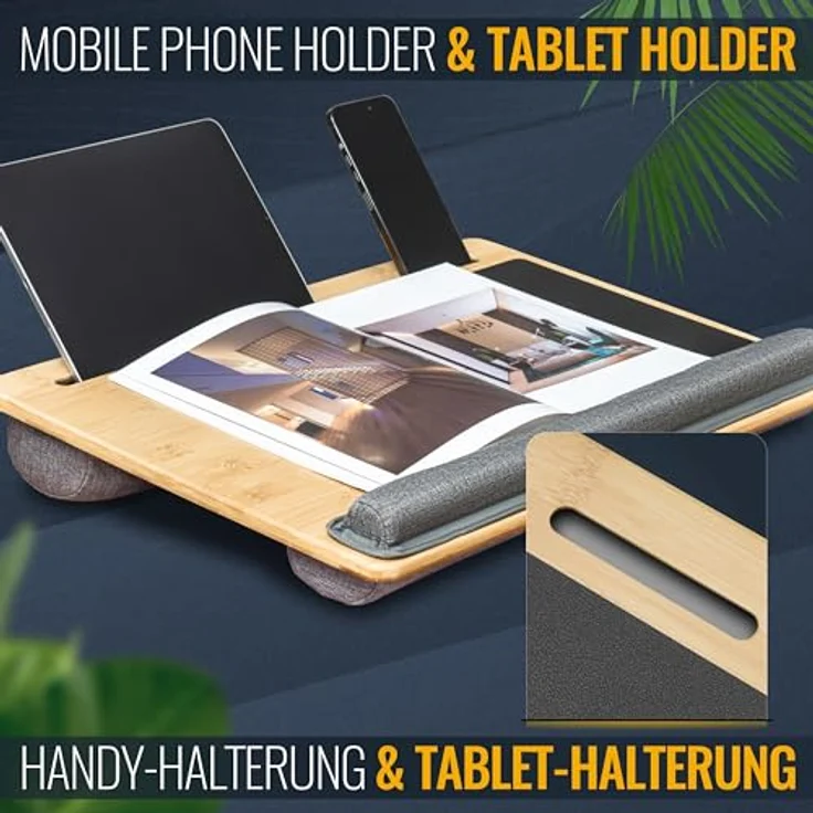 RICOO Laptoptisch LA0035, Laptop-Kissen mit Mauspad Laptop-Ständer Notebook Knietablett Holz – Bild 4