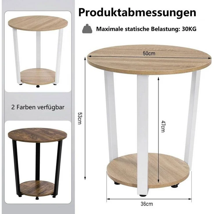 Woltu Couchtisch (1-St), Beistelltisch mit 2 Ablagen, aus Holzwerkstoff – Bild 2