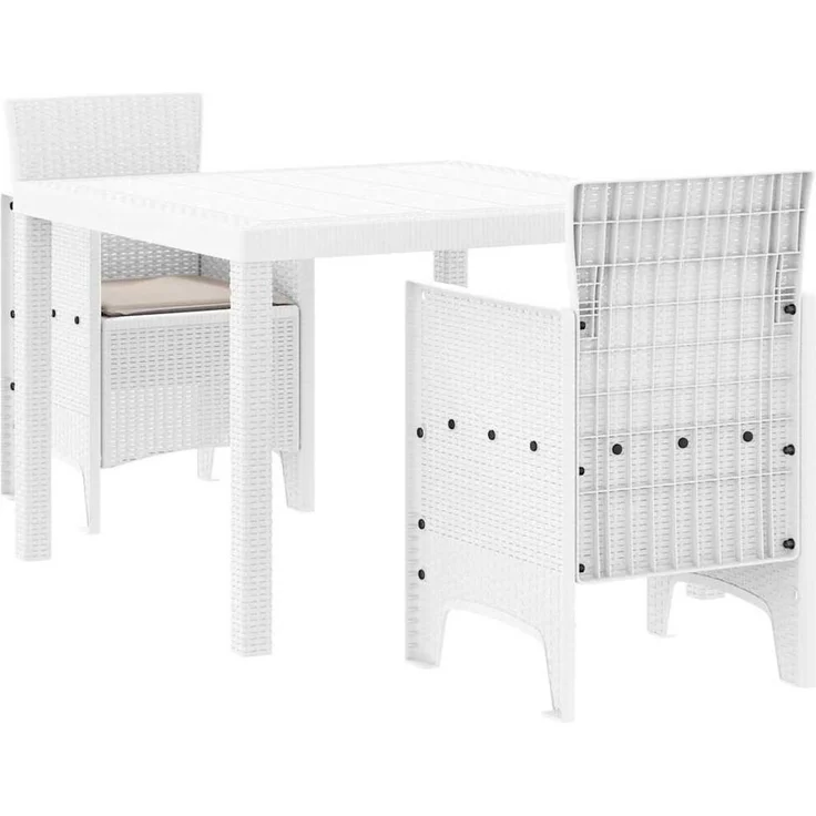 vidaXL Garten Essgruppe 3 pcs Weiß Polypropylen 3378683 – Bild 1