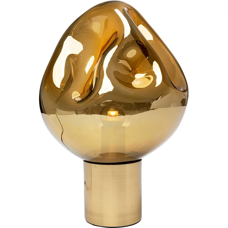 Kare Design Tischleuchte Dough, Gold, Designer-Leuchte, glamouröus, Glas, 220 cm Kabellänge, Lampen, Messingsockel, Glas, Leuchtmittel nicht inklusive