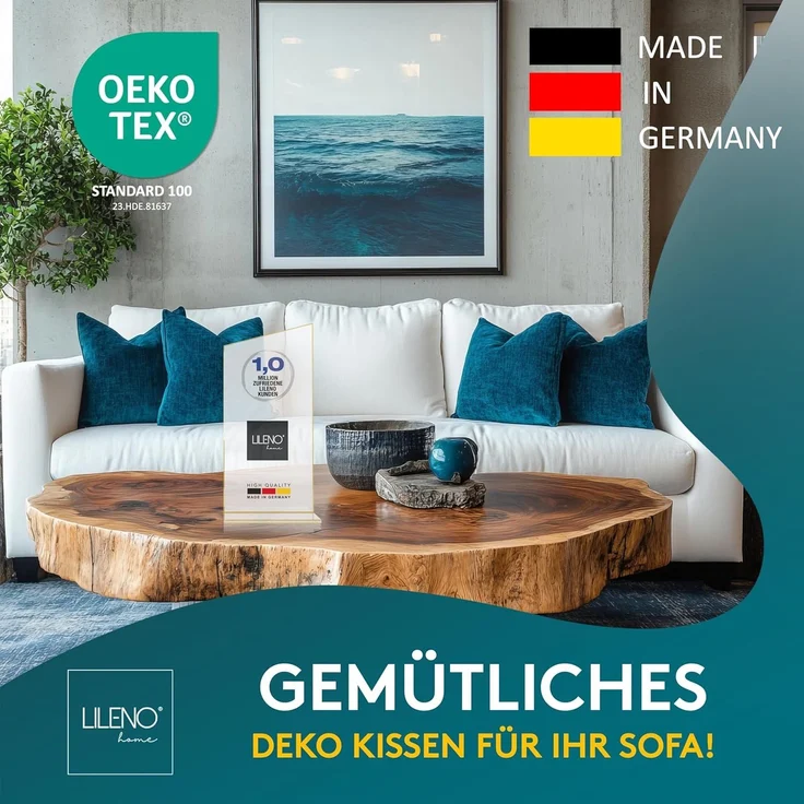 LILENO HOME 2er Set Kissenfüllung 60x60 cm - 95°C waschbares Innenkissen geeignet für Allergiker - Polyester Kisseninlet als Couchkissen, Sofa Kissen, Cocktailkissen und Kopfkissen – Bild 3