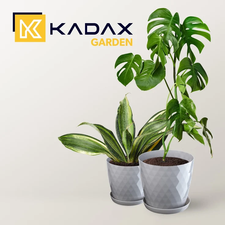 KADAX Kunststoff-Blumentopf mit Ständer, Blumenabdeckung, 25 cm, grau – Bild 5
