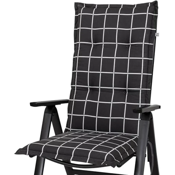 KETTtex Hochlehnerauflage Hochlehner Milano 2398 anthrazit-grau kariert120x49x6 cm KETTtex, (1 St), Halteband verstellbar mit Bindebändern – Bild 2