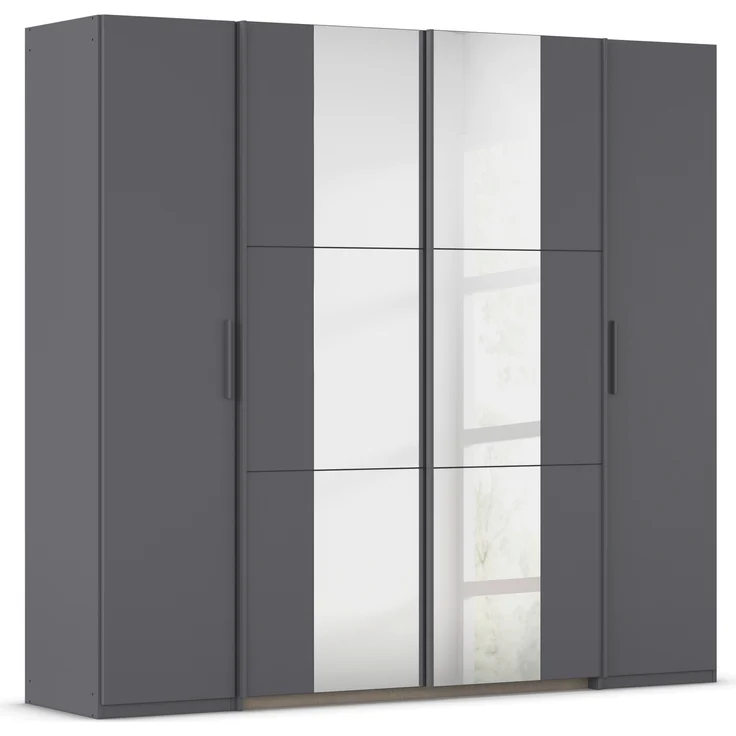 rauch Kleiderschrank, Dreh- und Schwebetürenschrank KRONACH, 4-türig, Grau metallic, 225 x 210 x 60 cm – Bild 3