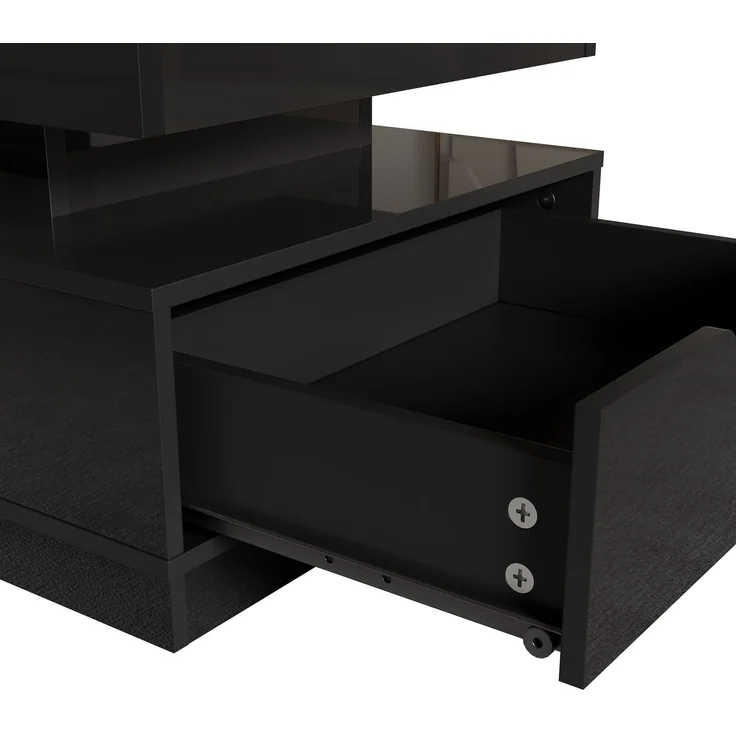 Couchtisch 90 x 48 x 42,5 cm in Schwarz, höhenverstellbar, mit Steckdose, LED und Stauraum – Bild 10