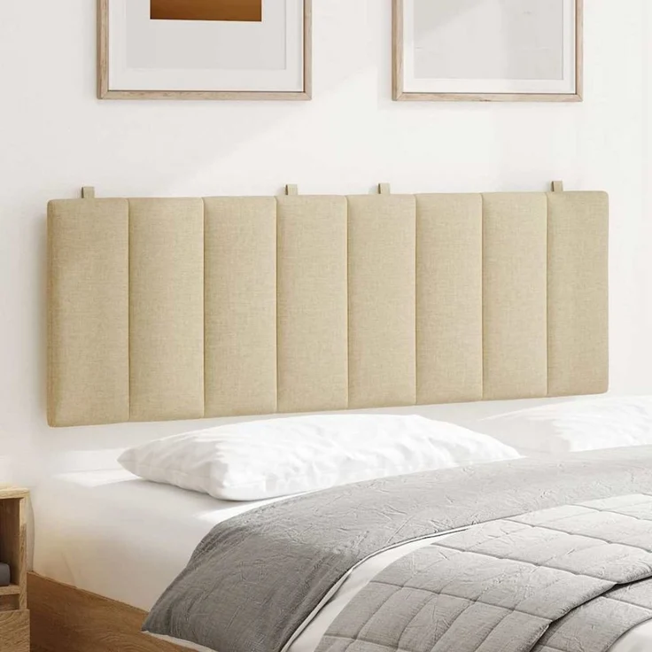vidaXL Bett, Kopfteil-Kissen Creme 120 cm Stoff – Bild 3