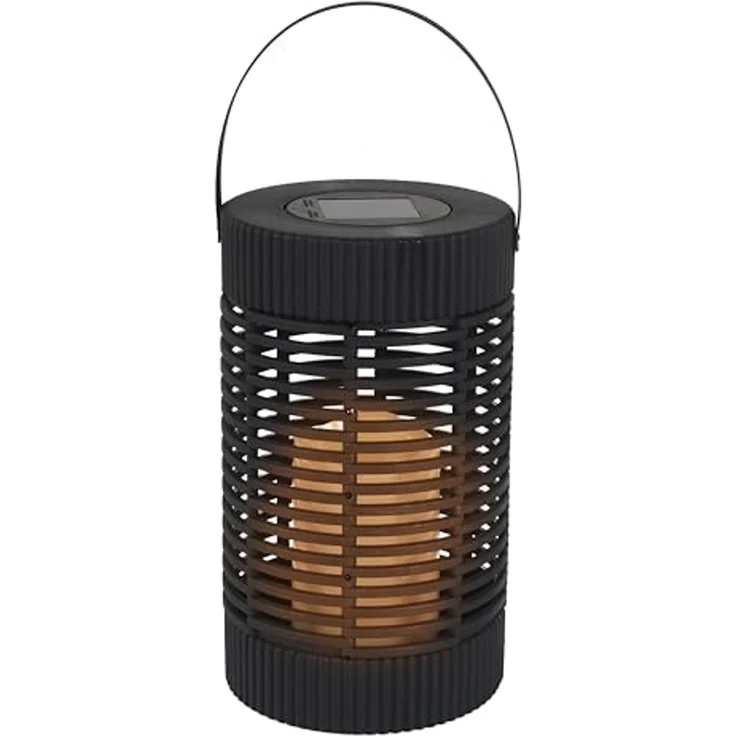 HOME DECO FACTORY, LAO0196, Candle Effect Solar Lantern H23 cm, Ecological and Weather Resistant Outdoor Lighting, Ideal for Garden and Terrace, Black – Bild 3