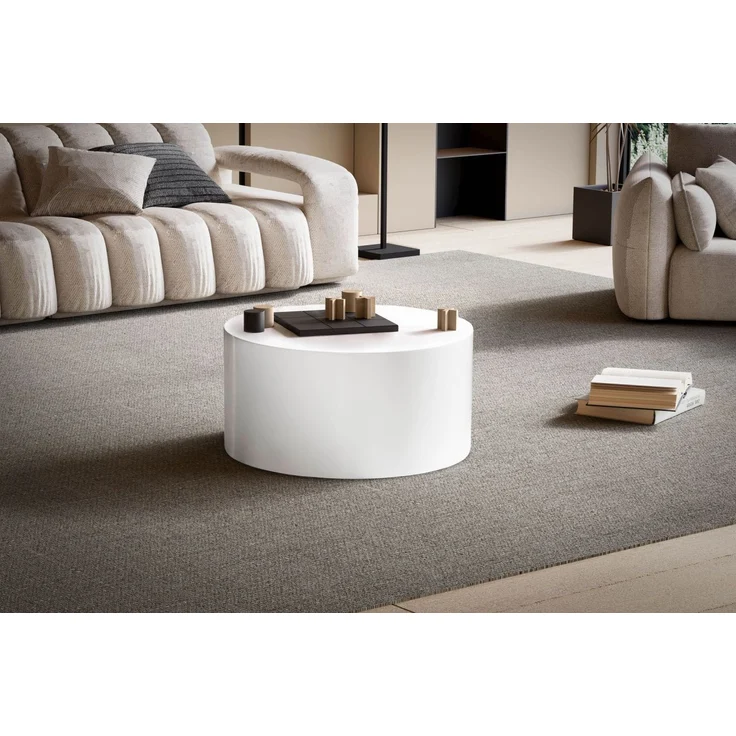 Couchtisch MONOBLOC 60x60x30cm Weiß Hochglanz Rund Modern – Bild 3
