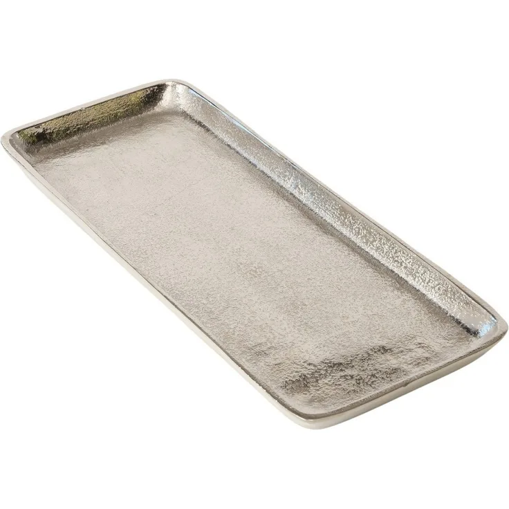 BOLTZE GRUPPE GmbH Tablett Deko-Tablett VENDI, 40 x 16 cm, Silbergrau, Aluminium, (1-tlg)