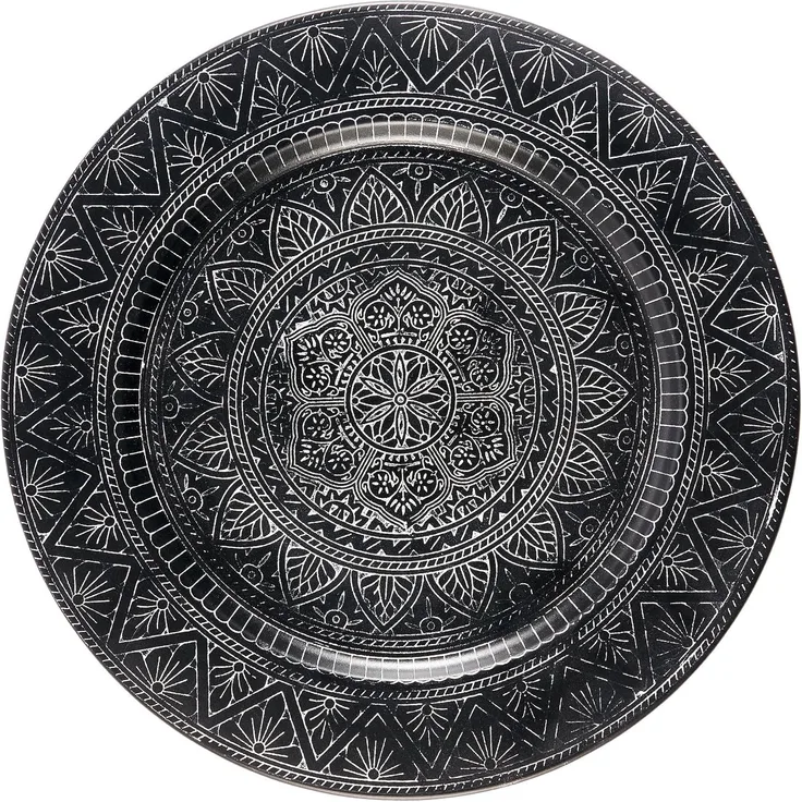 Marrakesch Orient & Mediterran Interior Dekotablett Orientalisches Orient Tablett Teetablett Manar Schwarz, Handarbeit