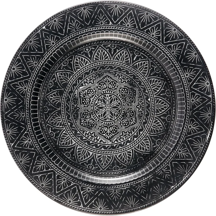 Marrakesch Orient & Mediterran Interior Dekotablett Orientalisches Orient Tablett Teetablett Manar Schwarz, Handarbeit – Bild 1