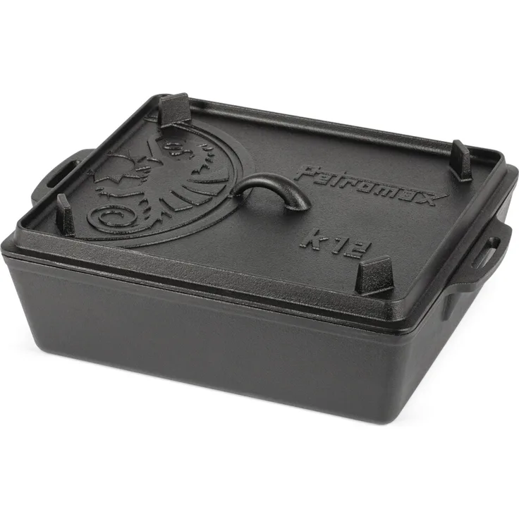 PETROMAX Feuertopf K12, aus Gusseisen in Farbe schwarz, 8 L, induktionsgeeignet, mit Deckel, 12 kg