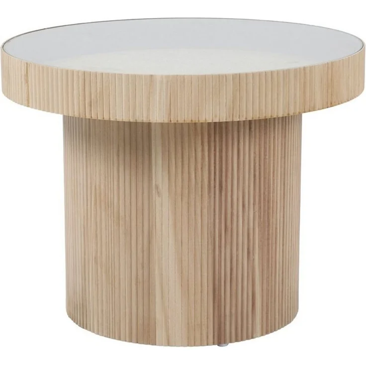 SVITA Beistelltisch MIGUEL (1 Tisch), mit Glasplatte, Coffe Table, Beistelltisch rund, Natur – Bild 2