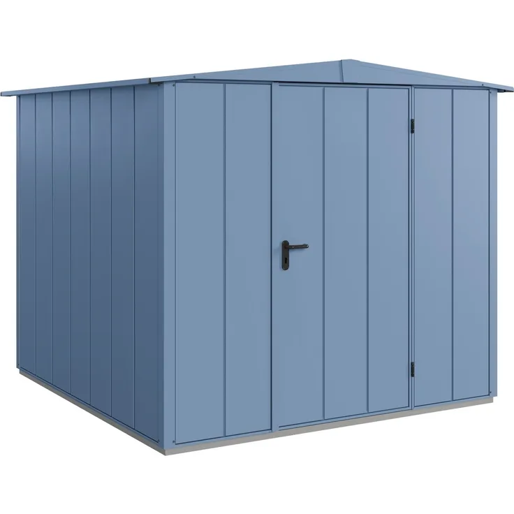 Hörmann Ecostar Aktionsangebot Metall-Gerätehaus Elegant mit Satteldach Typ 2, 238x238 cm , taubenblau, 5,7 m²,1-flüglige Tür