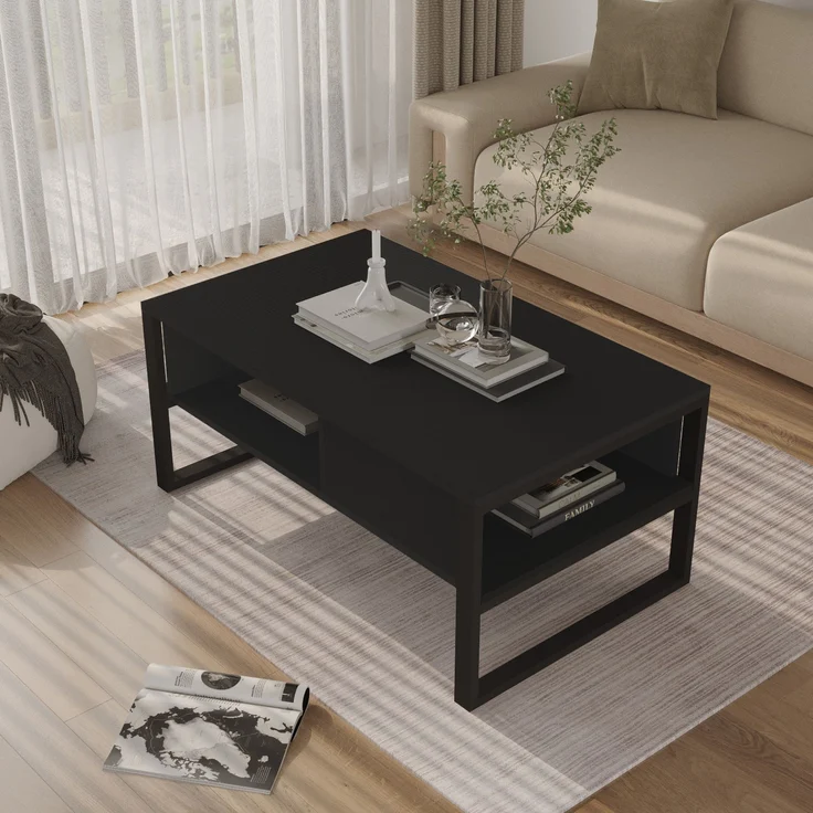 Couchtisch Laukaa 100x60x45 cm Schwarz [en. casa] – Bild 2