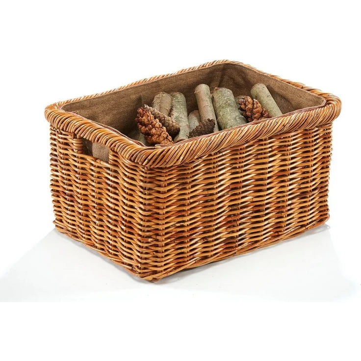Kobolo Kaminholzkorb Holzkorb Rattan lacak mit abnehmbarem Leinenstoff – Bild 2