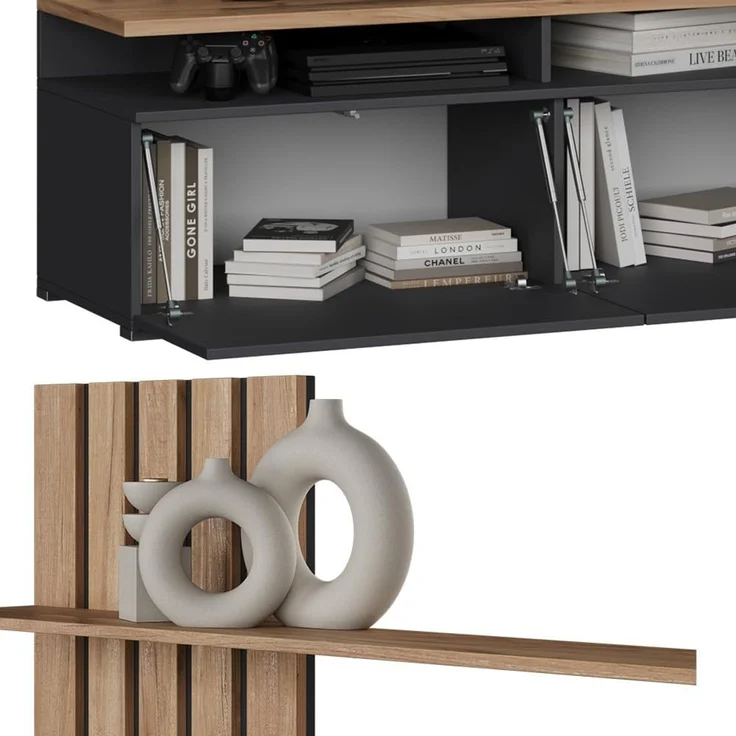 Wohnwand Harro Goldkraft Eiche/Greige Vicco – Bild 5