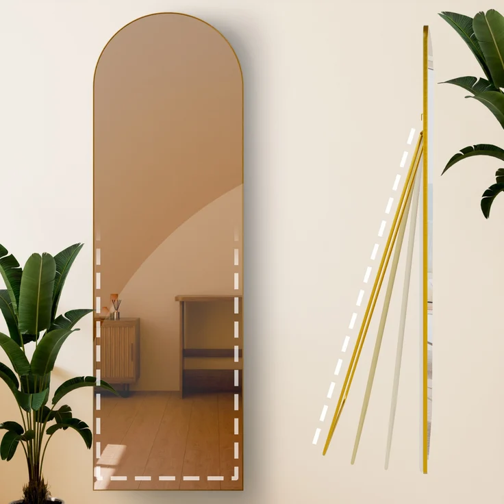 Standspiegel MALAGA - Glas Gold glanz 50x3x160 cm | Ganzkörperspiegel Freistehender Spiegel Groß Schlafzimmer – Bild 6