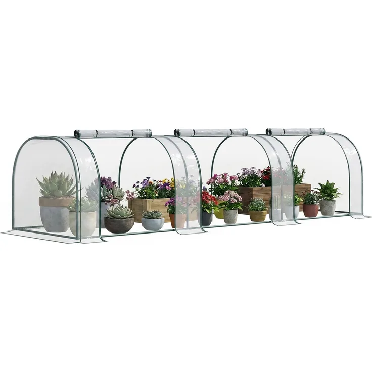 MELAYR, Mini-Gartengewächshaus, Mini-Tunnelgewächshaus, Tomatengewächshaus 3,5 m (L) x 1 m (B) x 0,8 m (H), Transparent