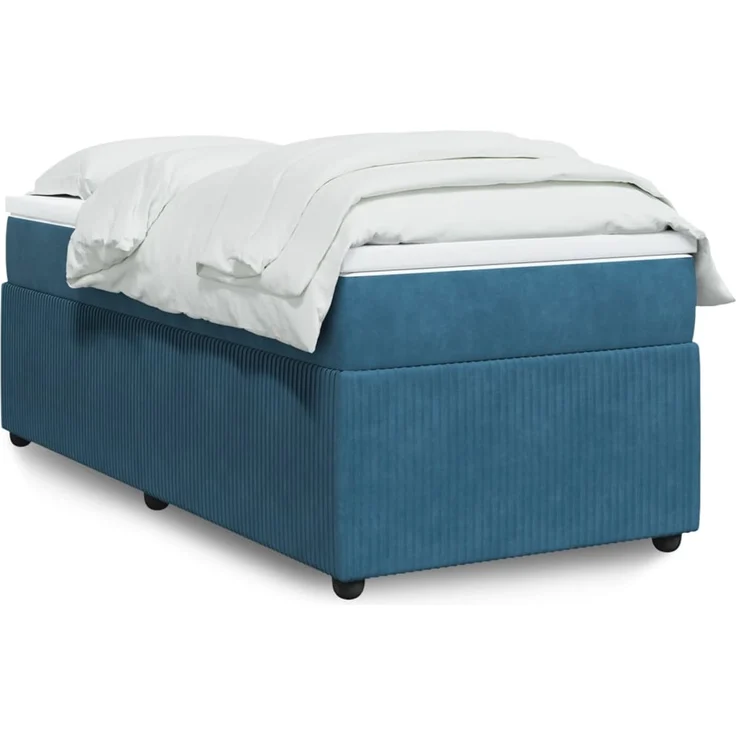 vidaXL Boxspringbett mit Matratze Dunkelblau 90x200 cm Samt 3285618 – Bild 1