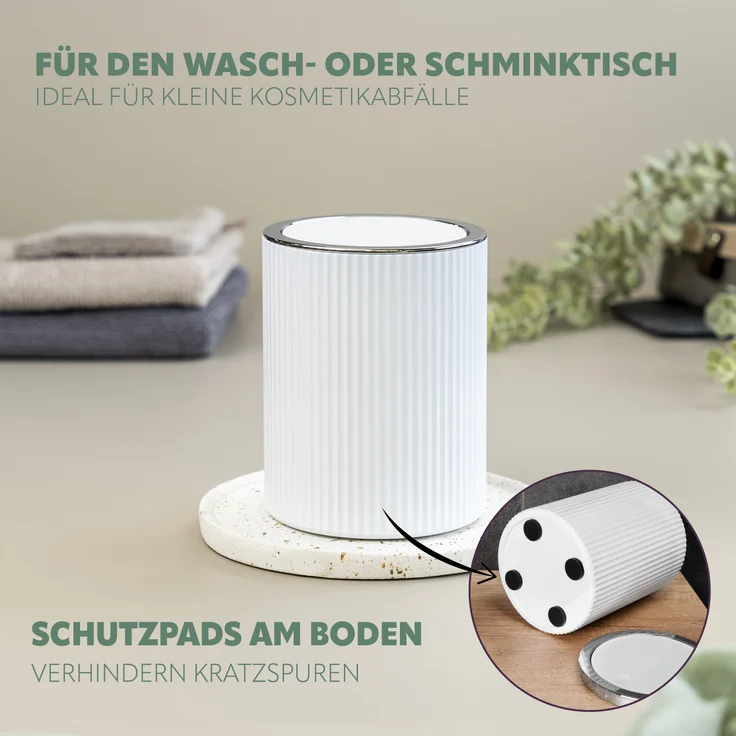 bremermann Kosmetikeimer Mini-Kosmetikeimer GAVELLO mit Schwingdeckel / mit Rillendekor, 1,5 L – Bild 6