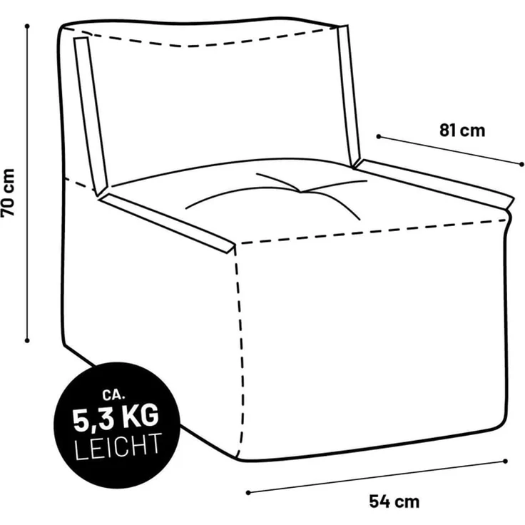 Lumaland Sitzsack-Sofa, Polyester, Mittelteil, Dunkelblau, 70 x 81 x 54 cm – Bild 9