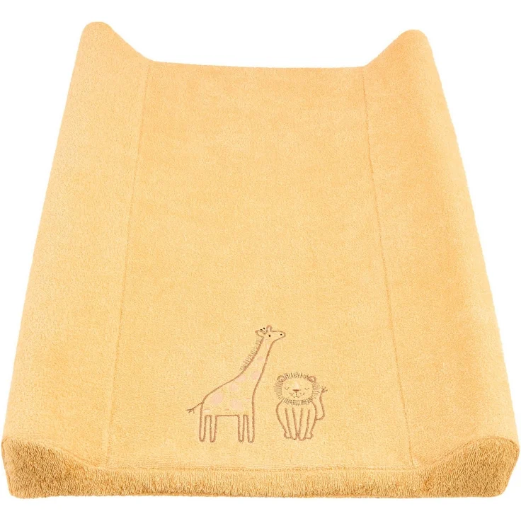 Sterntaler Wickelauflagenbezug Giraffe & Löwe schmal 70x50 cm – weiche Baumwolle mit niedlicher Stickerei – saugfähig und perfekt für den Wickeltisch - Baby Zubehör für Keilwickelauflage, ocker – Bild 1