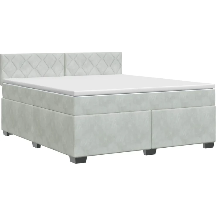 vidaXL Boxspringbett mit Matratze Hellgrau 180 x 200 cm Samt 3450770 – Bild 2
