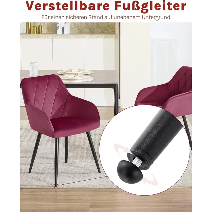 Woltu Esszimmerstuhl (6 St), Sessel mit Armlehne Rückenlehne mit Metallbeinen – Bild 9