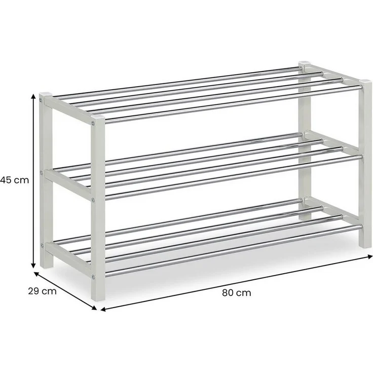 IDIMEX Schuhregal DUBLIN, Schuhständer mit 3 Ablagen, 80cm breit Schuhaufbewahrung Metall beige – Bild 2