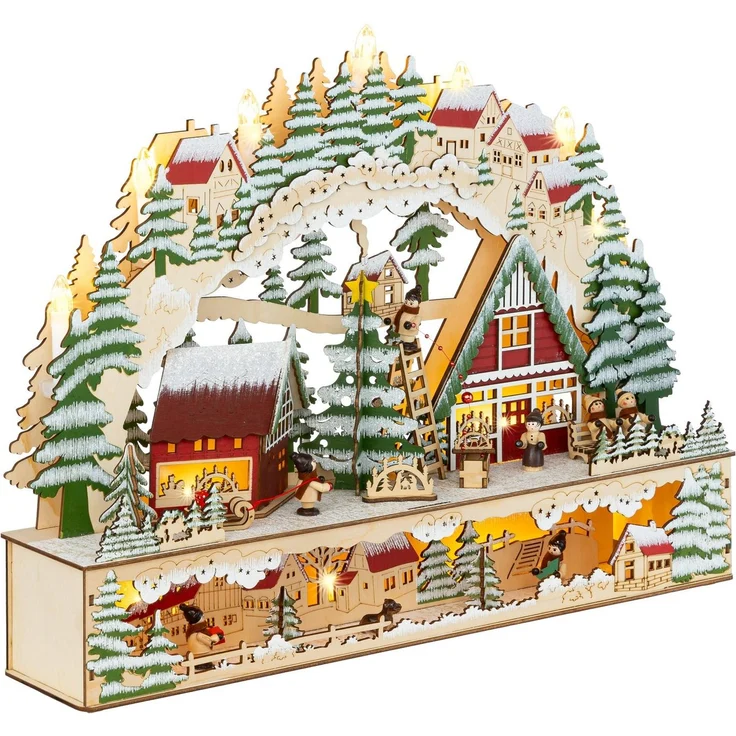 SIKORA Schwibbogen LB98 farbenfrohes Holz Dekoobjekt mit LED Beleuchtung für Weihnachten, sanft beleuchtet für ein weihnachtlich festliches Zuhause – Bild 3