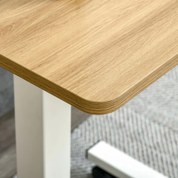 Steh-Sitz Schreibtisch höhenverstellbar mit Rollen C-förmig platzsparend Laptoptisch Natur Weiß 70-110 cm bis 70 kg--Natürlich--65x48x110cm--YOUDENOVA – Bild 7
