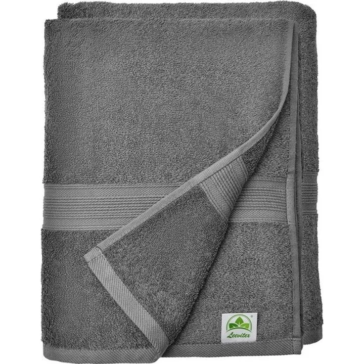 leevitex® Duschtuch 2er Set Duschtuch Frottier XL, 70 x 140 cm, saugfähig und fusselfrei, gestreifte Bordüre – Bild 4