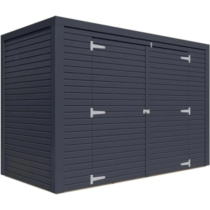 Bertilo Geräteschrank, 103 x 207 x 143 cm, anthrazitgrau, aus nordischer Fichte, für Gartenutensilien und Fahrräder – Bild 5