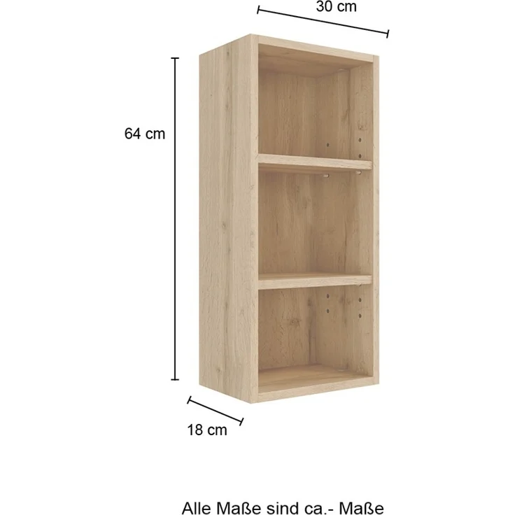 Badmöbel Hängeregal 30 cm breit in Wotan Eiche Nb, B/H/T: ca. 30/64/18 cm – Bild 5