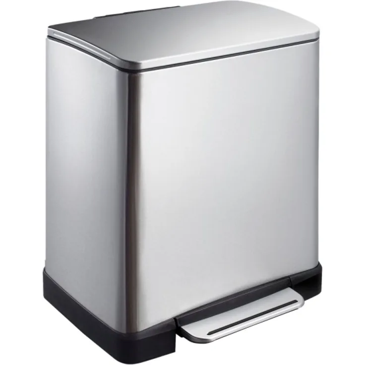 Treteimer EKO E-Cube Stahl matt Edelstahl 20 l mit Inneneimer aus Kunststoff und Soft-Close-Deckel