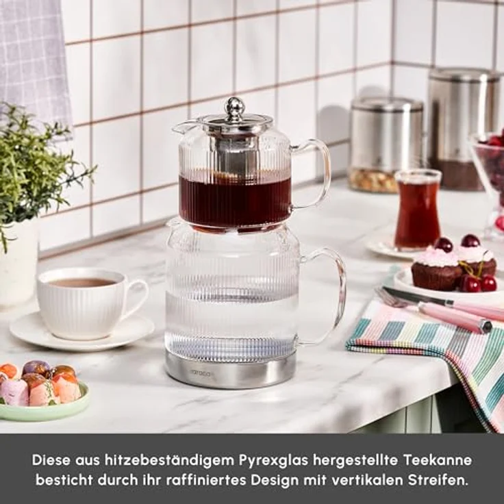Karaca Teekanne Karaca Kelly Induktions-Glas-Teekannen-Set, 2.1L, Hitzebeständig – Bild 9
