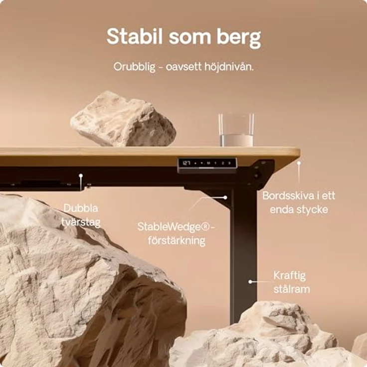 Desktronic Höhenverstellbarer Schreibtisch aus massivem Eichenholz (160x80 cm) – Elektrisch höhenverstellbar mit flüsterleisem Dual-Motor & Touchscreen – Hohe Tragfähigkeit – Stehtisch HomePro – Bild 5