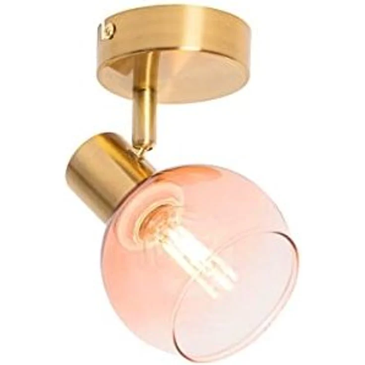 Qazqa LED Aufbaustrahler Vidro, ohne Leuchtmittel, E14, Rosa, Art Deco, Stahl, 1-flammig – Bild 1