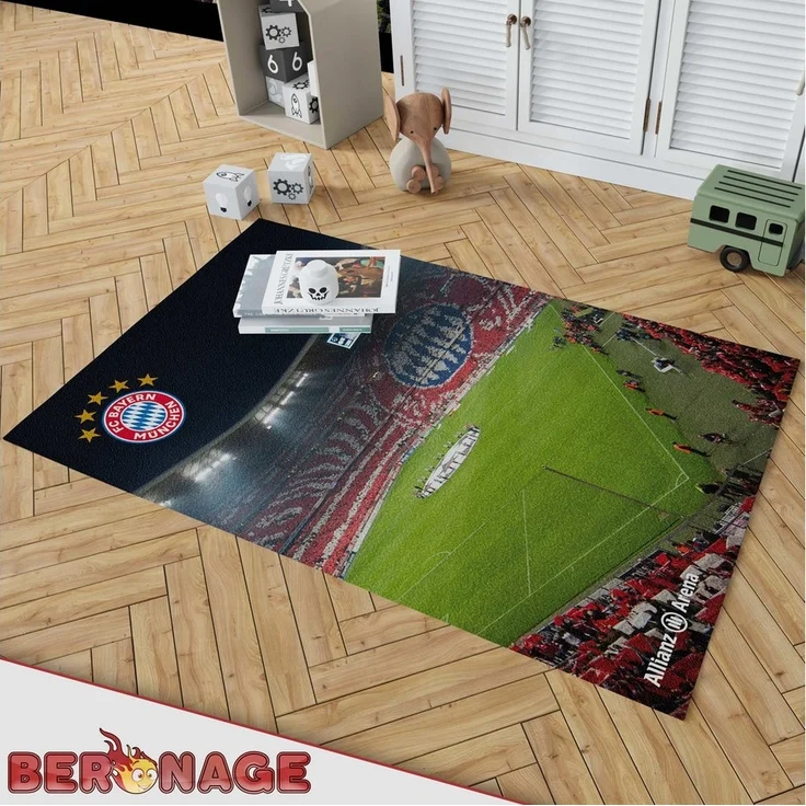 BERONAGE Kinderteppich FC Bayern München Teppich Allianz-Arena 100x130 cm, rechteckig, Höhe: 10 mm, rutschfest – Bild 3