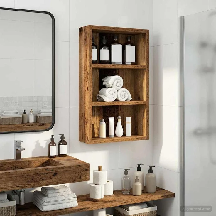 vidaXL Badezimmer-Wandschrank Altholz 30 x 10 x 50 cm Holzwerkstoff 889317 – Bild 1