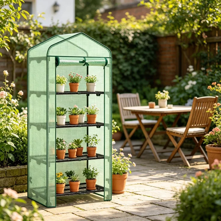 Wohnora-Tomaten Gewächshaus,Gewächshaus mit Rädern,Kleines Gewächshaus mit Regalen,Tomaten Gewächshaus mit Roll-Up Tür(nur mit Gewächshaus),H 163cm x T 70cm x B 50cm,Grün – Bild 2