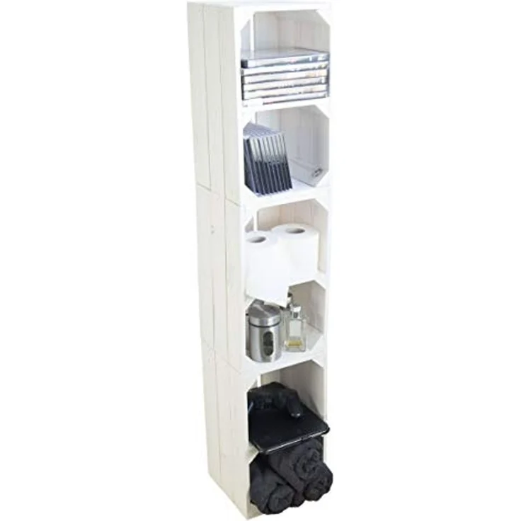 Kistenkolli Altes Land Allzweckkiste 3er set Regalkiste "Hilde" weiß mit Mittelbrett (Spar-Set) – Bild 1